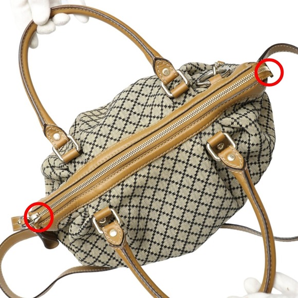 GUCCI Diamante Canvas Tote Bag Beige x Brown 247902 - Picture 11 of 16